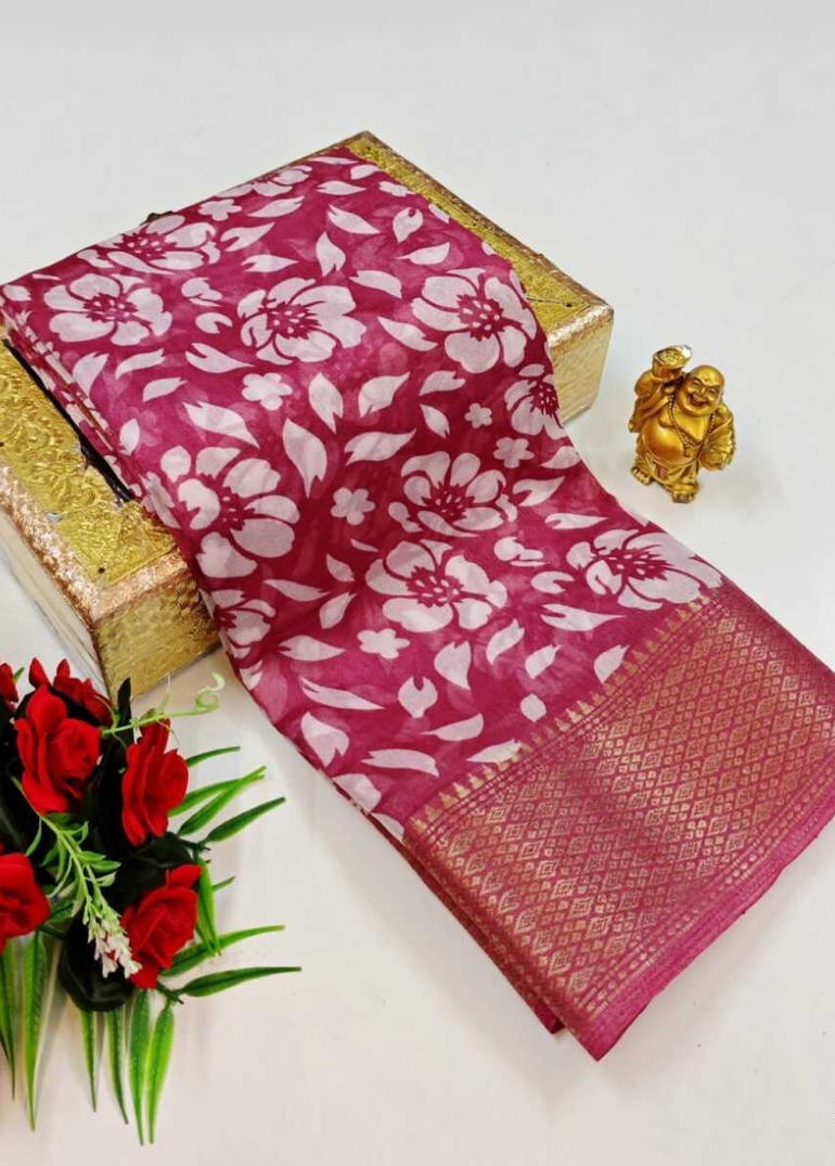 Dailywear cotton sarees premium look lightweight comfortable wear - LIGHT PINK (2)