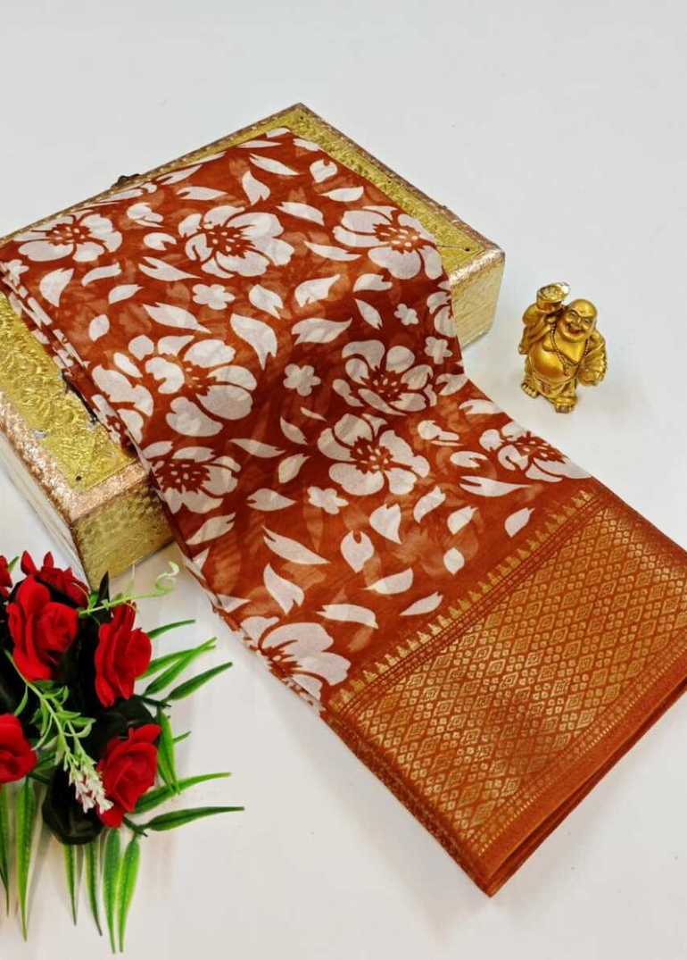 Dailywear cotton sarees premium look lightweight comfortable wear - CREAM COLOR