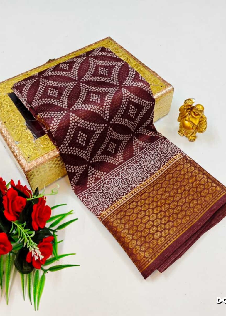 Dailywear cotton sarees premium look lightweight comfortable wear - MAROON COLOR (2)