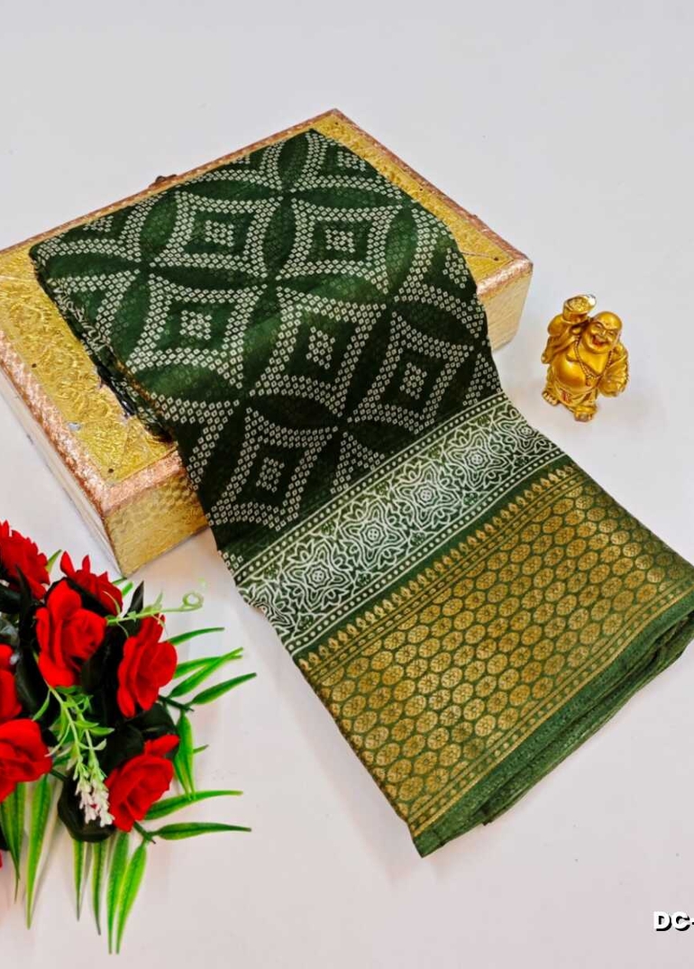 Dailywear cotton sarees premium look lightweight comfortable wear - LITE GREEN
