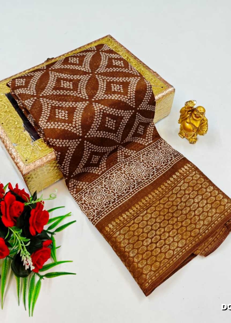 Dailywear cotton sarees premium look lightweight comfortable wear - COPPER COLOR