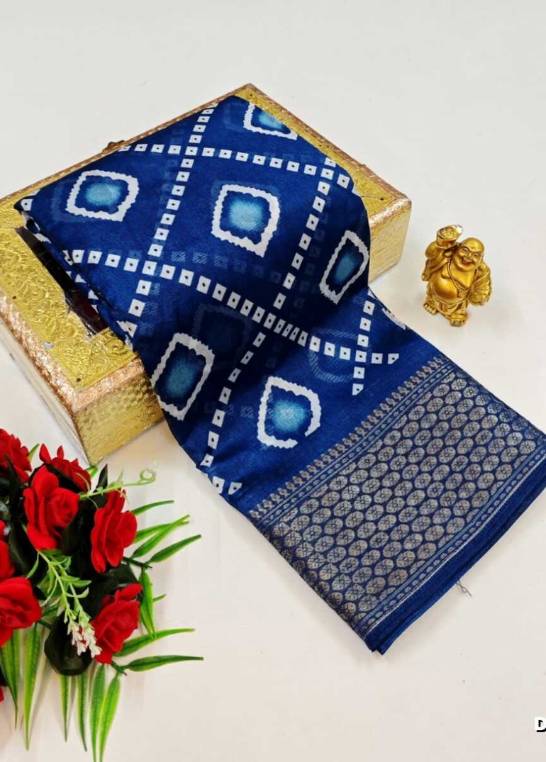 Dailywear cotton sarees premium look lightweight comfortable wear - PEACKOK BLUE (1)