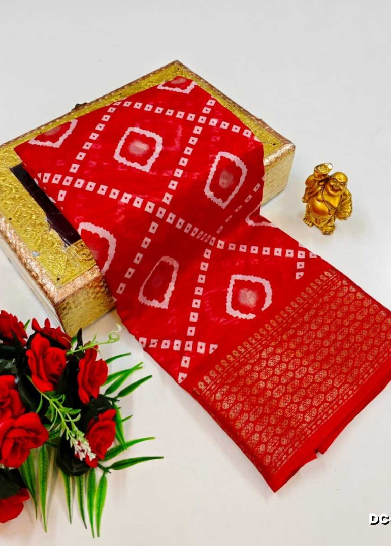 Dailywear cotton sarees premium look lightweight comfortable wear - RED (3)