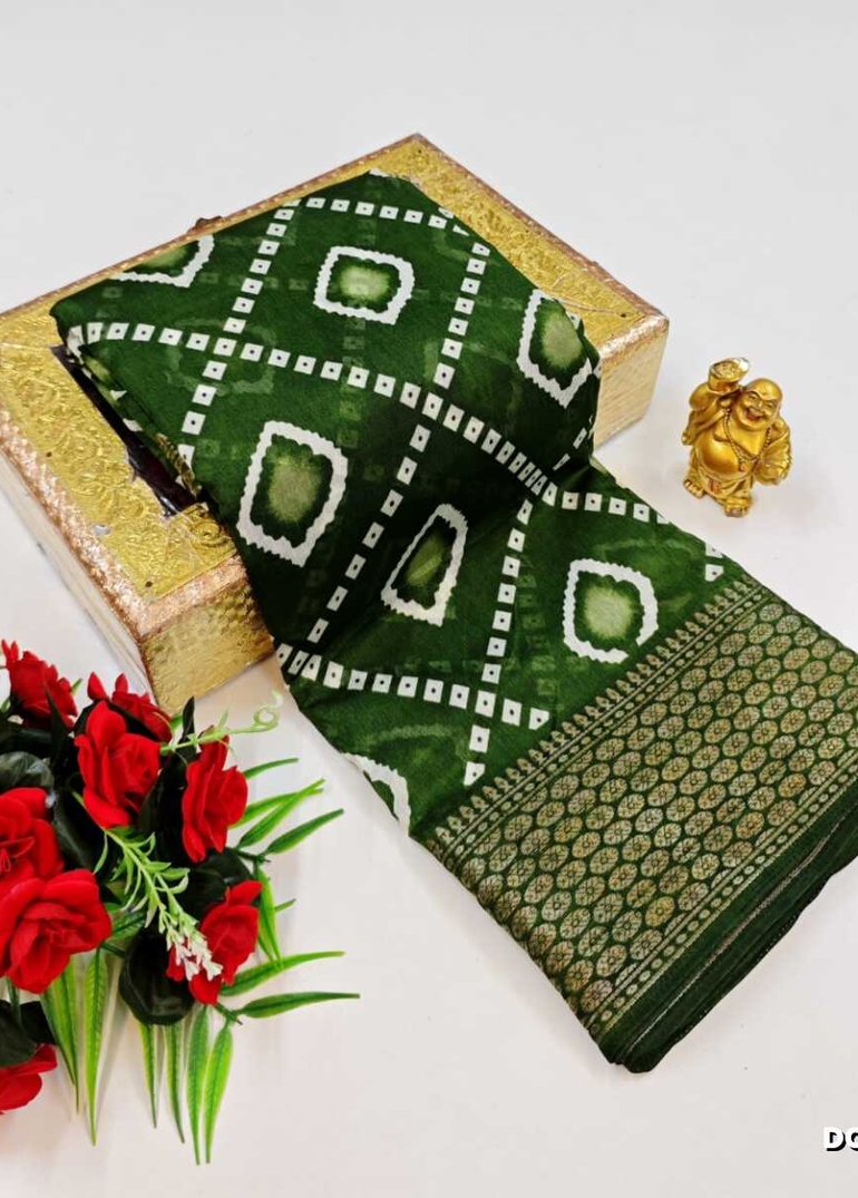 Dailywear cotton sarees premium look lightweight comfortable wear - MEHENDHI GREEN (5)