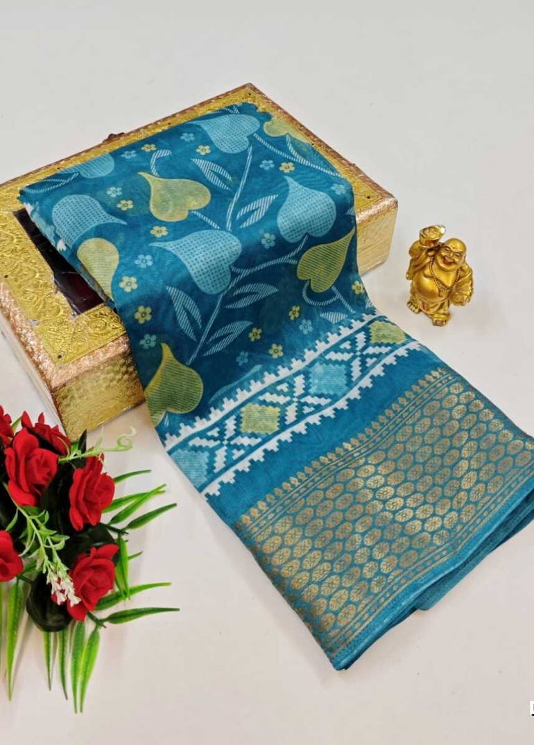 Dailywear cotton sarees premium look lightweight comfortable wear - DARK SKY BLUE (1)