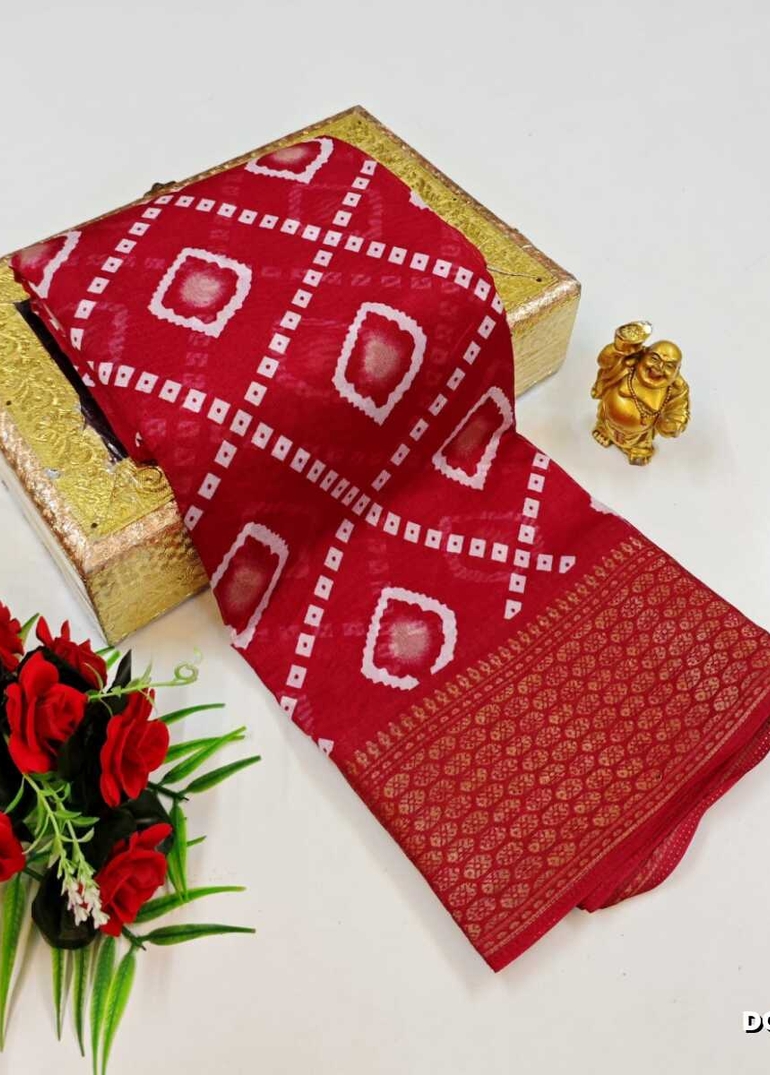 Dailywear cotton sarees premium look lightweight comfortable wear - TOMATO COLOUR