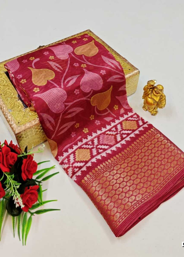 Dailywear cotton sarees premium look lightweight comfortable wear - ONIYAN PINK