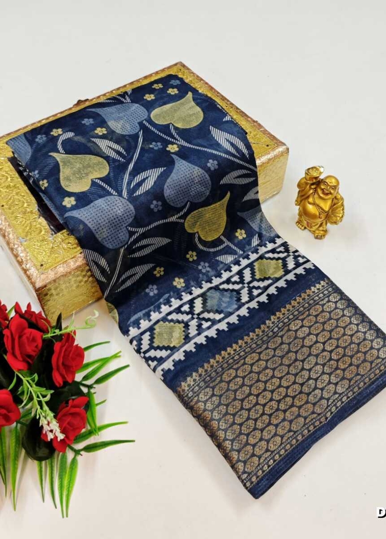 Dailywear cotton sarees premium look lightweight comfortable wear - SLATE COLOUR (1)