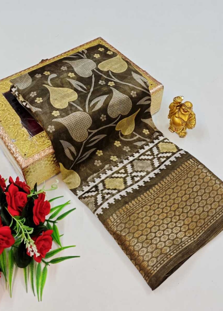 Dailywear cotton sarees premium look lightweight comfortable wear - BROWN (3)