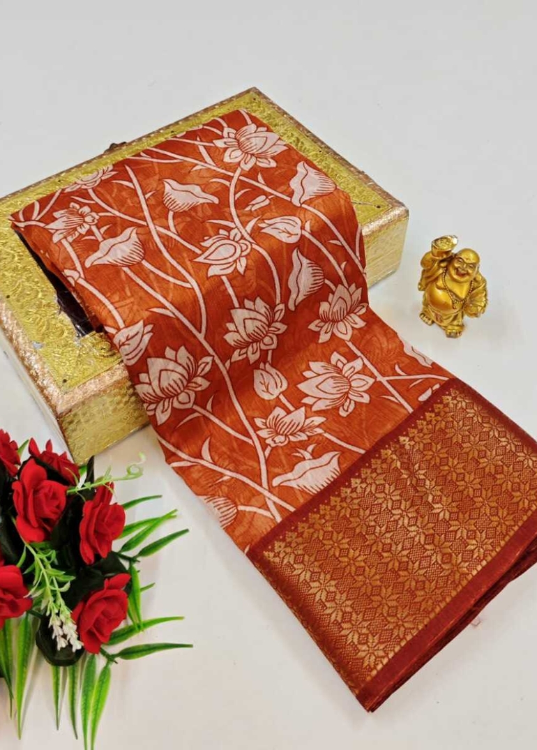 Dailywear cotton sarees premium look lightweight comfortable wear - BRONCE COLOUR (4)