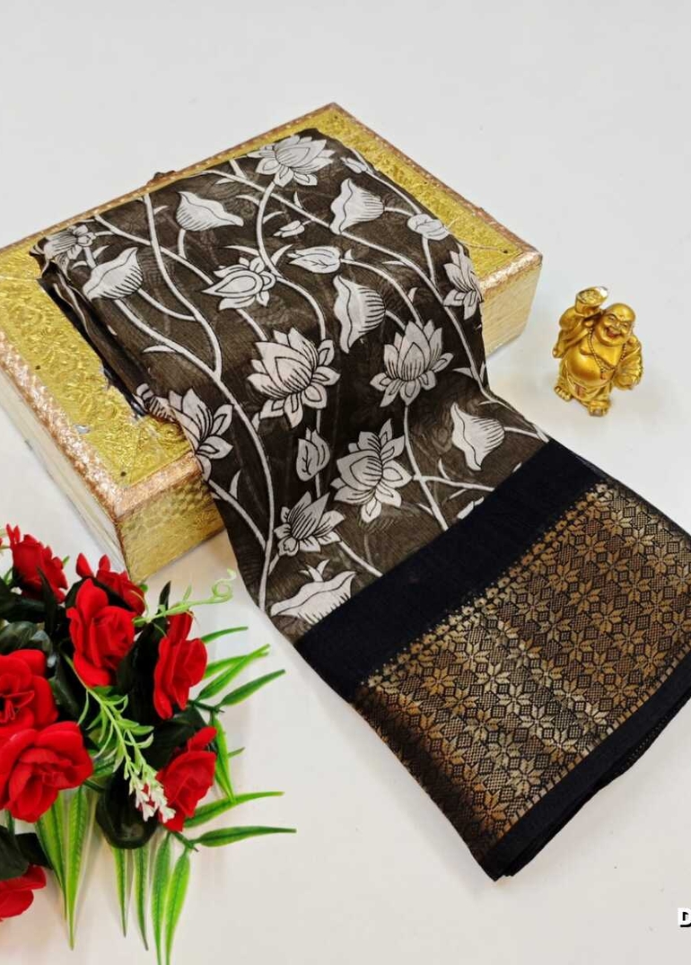 Dailywear cotton sarees premium look lightweight comfortable wear - BROWN (4)