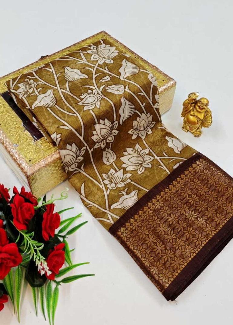 Dailywear cotton sarees premium look lightweight comfortable wear - DARK GOLD (2)