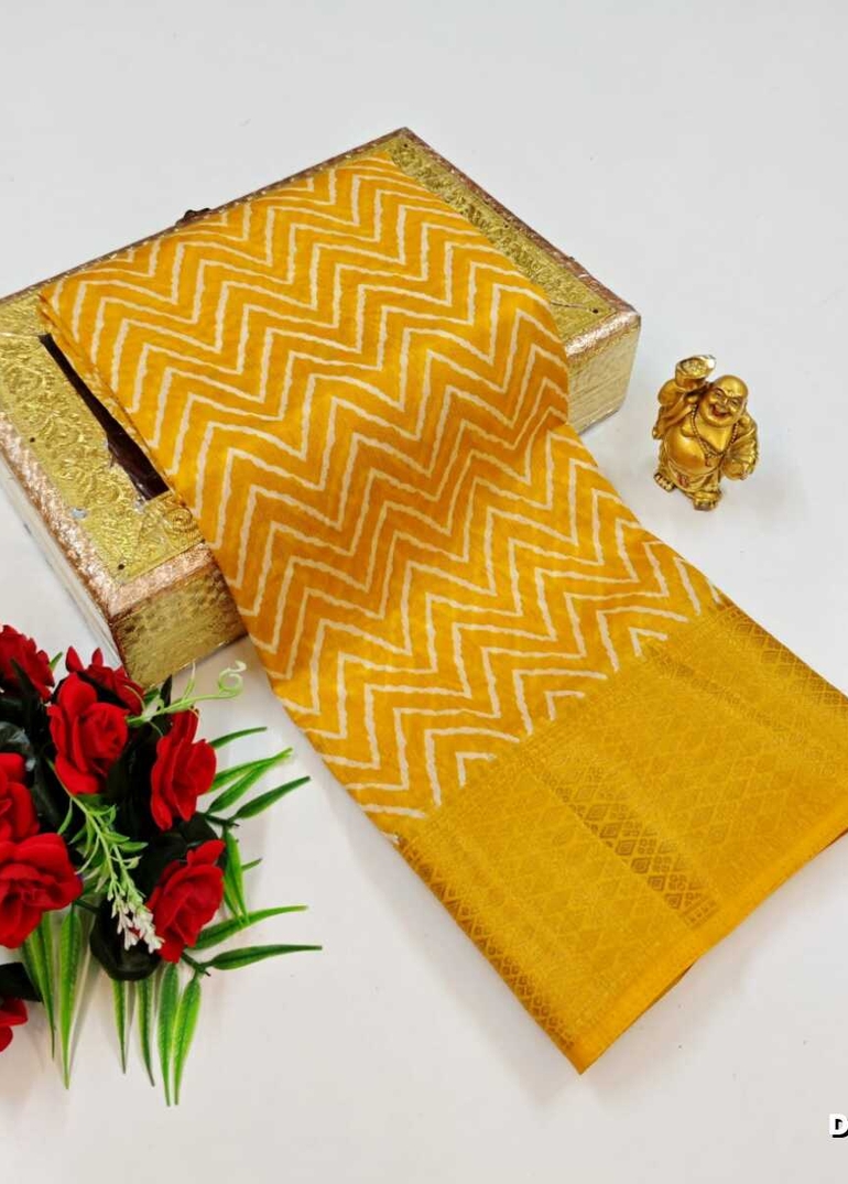 Dailywear cotton sarees premium look lightweight comfortable wear - YELLOW COLOR (3)