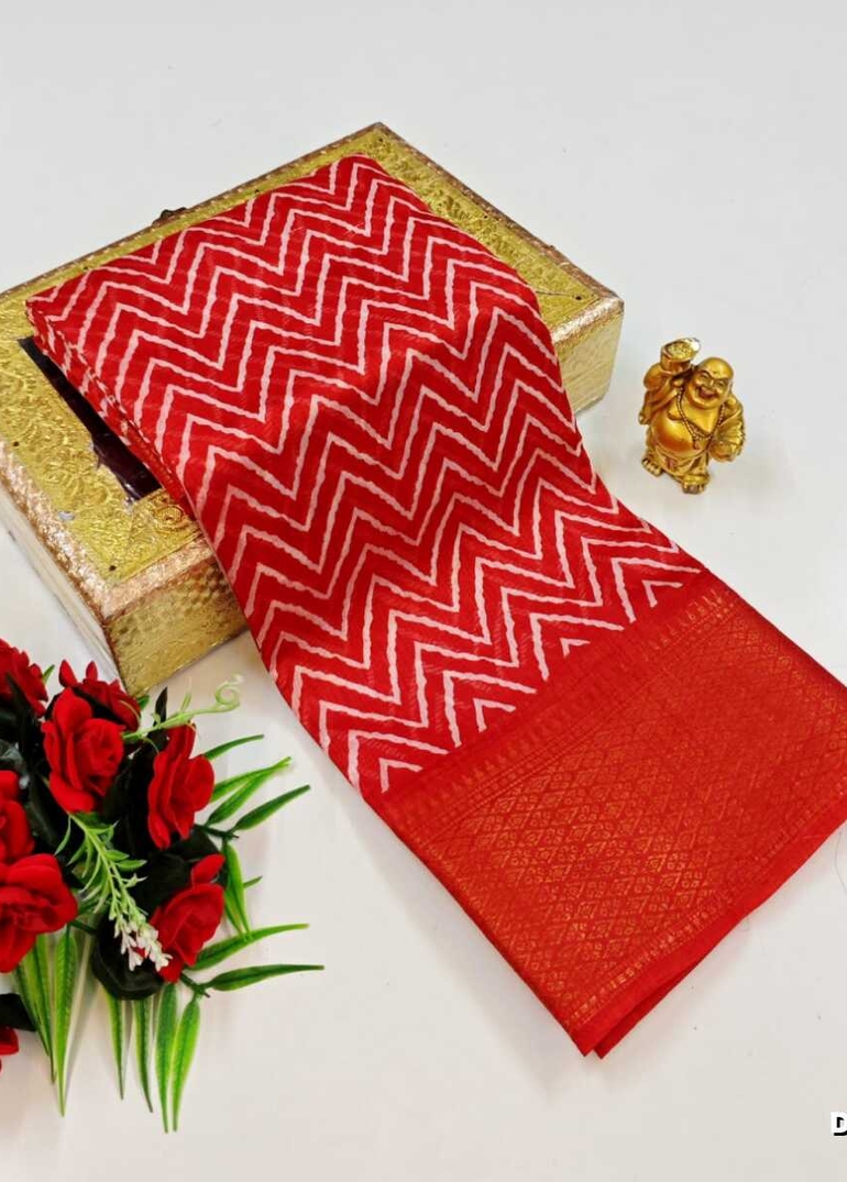 Dailywear cotton sarees premium look lightweight comfortable wear - RED (4)