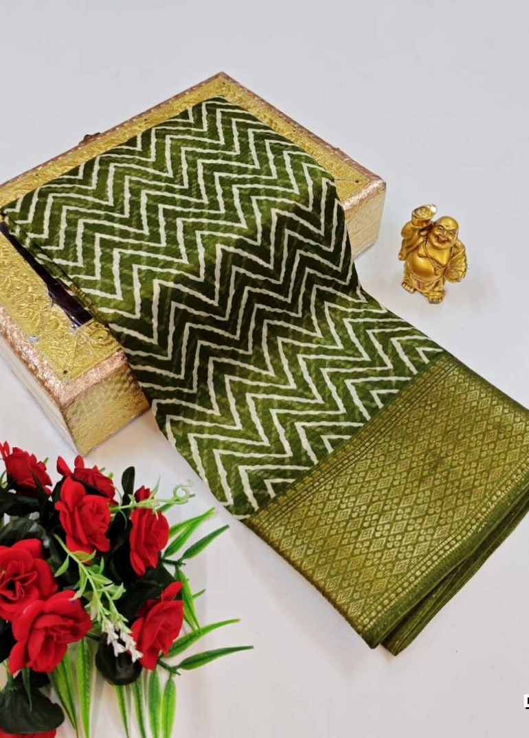 Dailywear cotton sarees premium look lightweight comfortable wear - MEHENDHI GREEN (6)