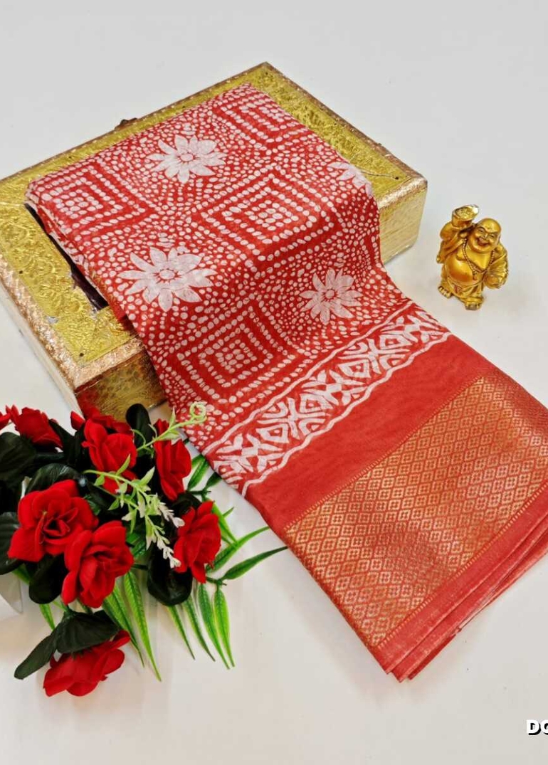 Dailywear cotton sarees premium look lightweight comfortable wear - CORAL COLOUR (1)