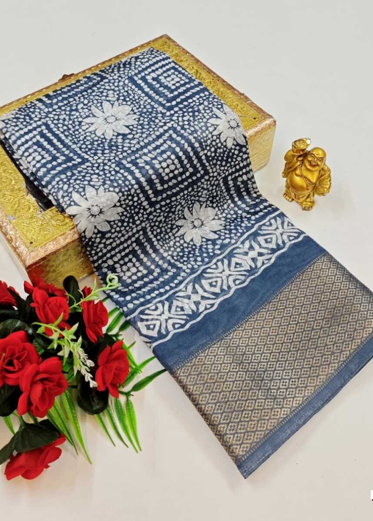 Dailywear cotton sarees premium look lightweight comfortable wear - SLATE COLOUR (2)