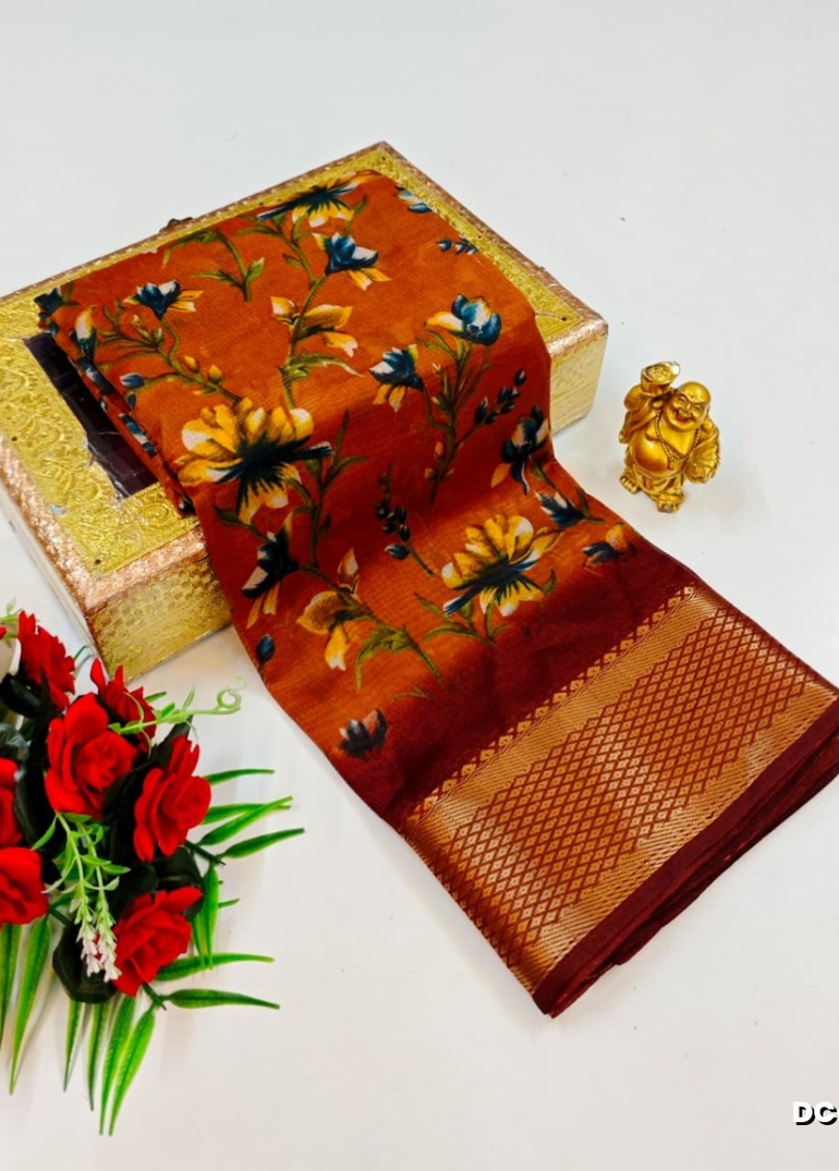 Dailywear cotton sarees premium look lightweight comfortable wear - BRONCE COLOUR (6)