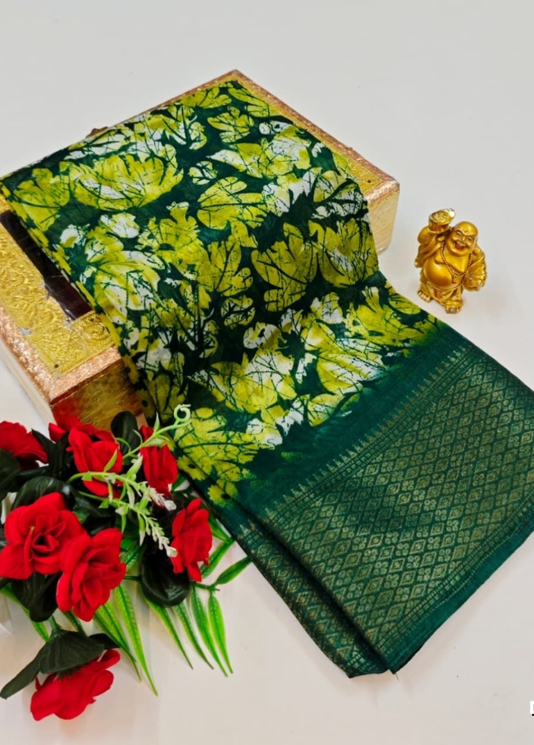 Dailywear cotton sarees premium look lightweight comfortable wear - BOTTLE GREEN (6)