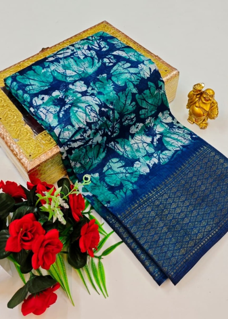 Dailywear cotton sarees premium look lightweight comfortable wear - PEACKOK BLUE (2)