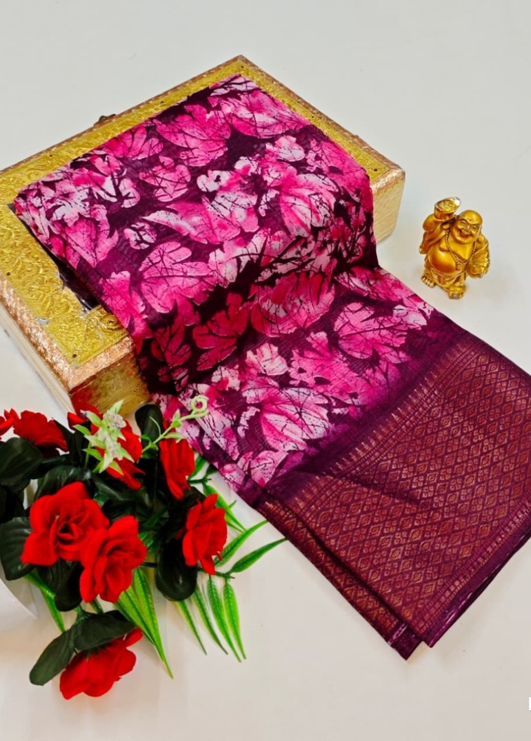 Dailywear cotton sarees premium look lightweight comfortable wear - WINE COLOUR (5)