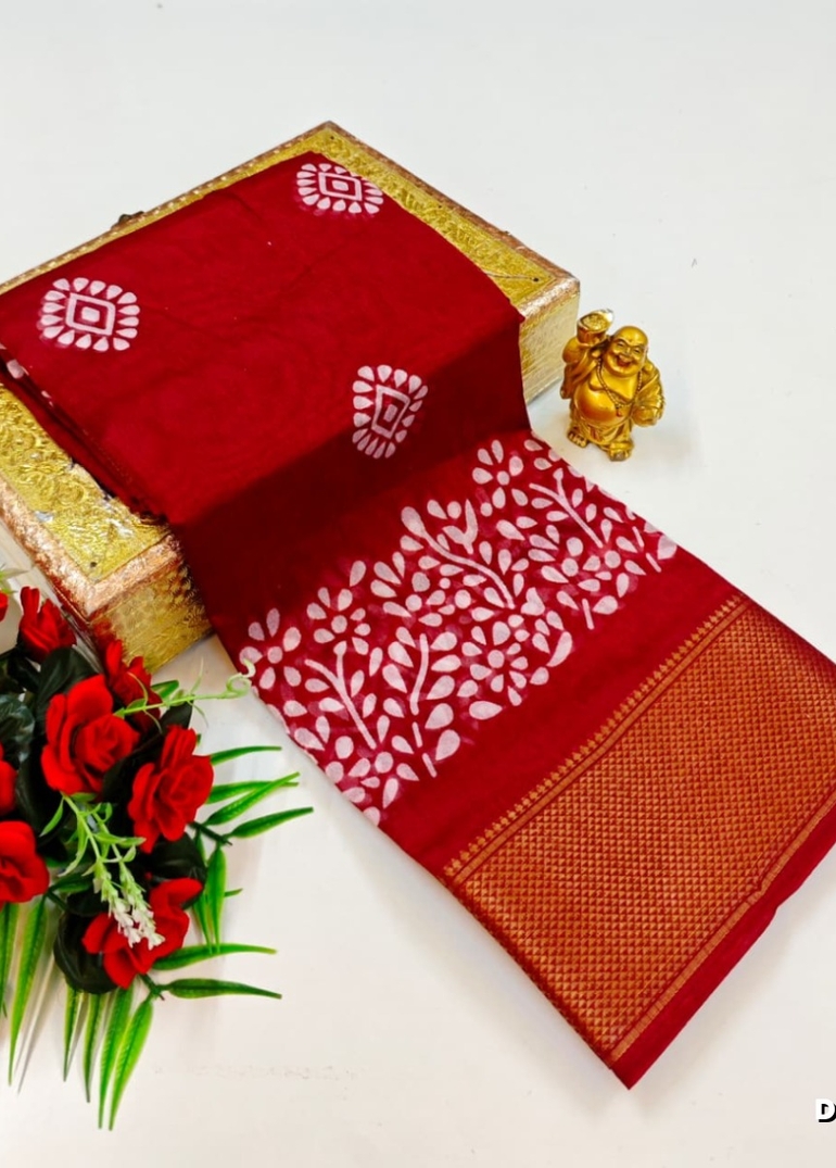 Dailywear cotton sarees premium look lightweight comfortable wear - MAROON COLOR (6)