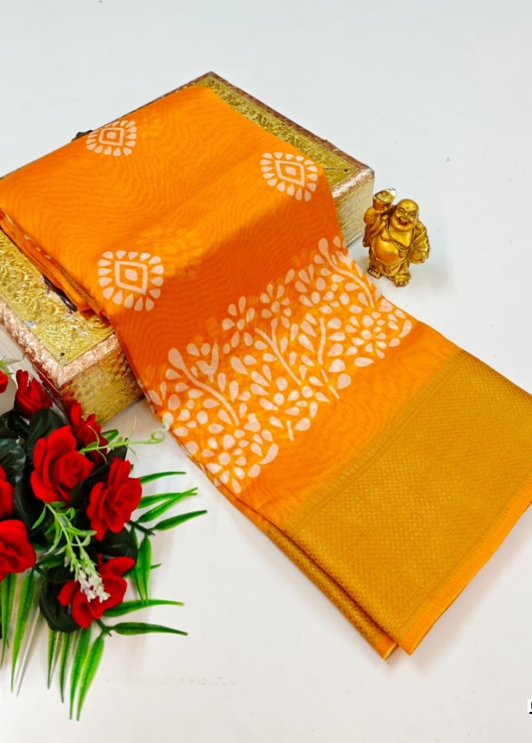 Dailywear cotton sarees premium look lightweight comfortable wear - YELLOW COLOR (5)
