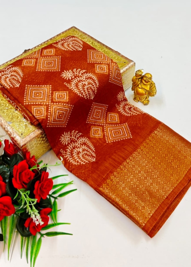 Dailywear cotton sarees premium look lightweight comfortable wear - BRONCE COLOUR (7)