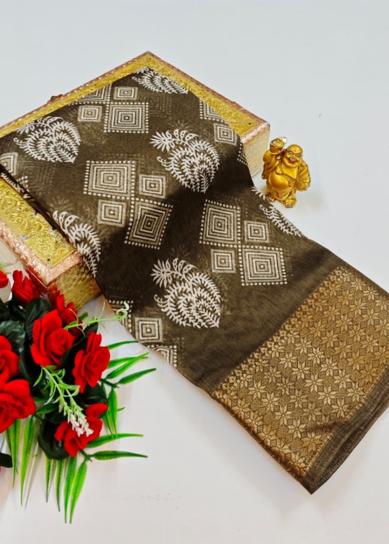 Dailywear cotton sarees premium look lightweight comfortable wear - BROWN (6)