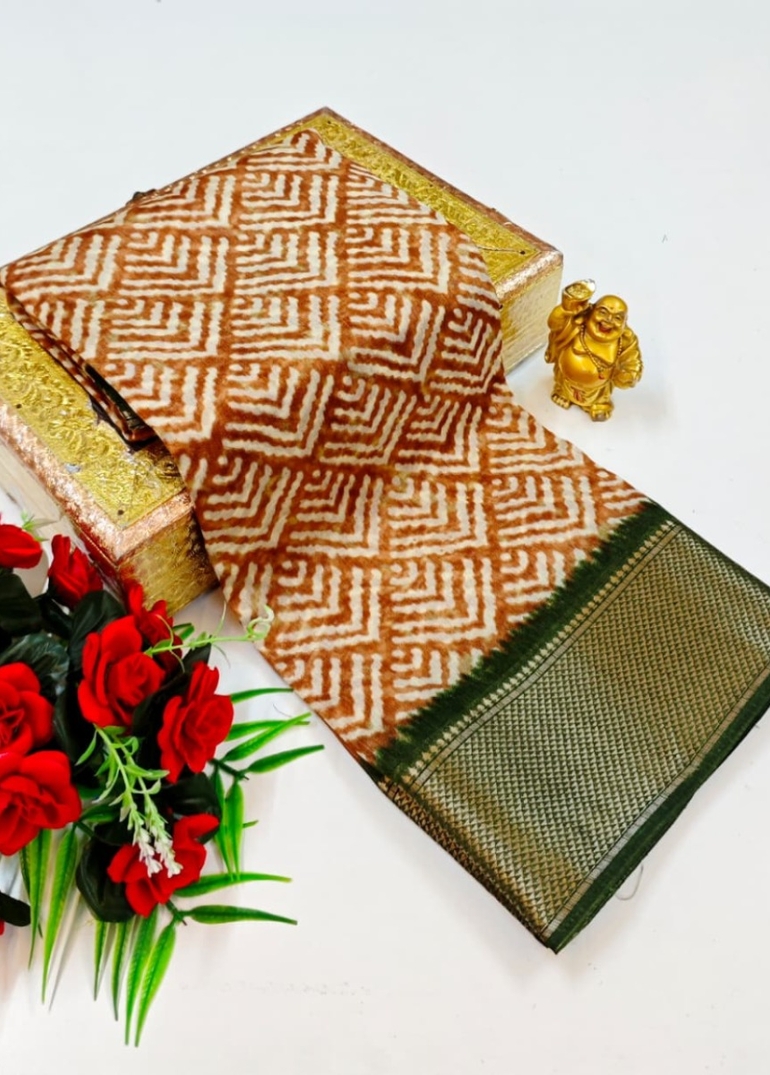 Dailywear cotton sarees premium look lightweight comfortable wear - TANGERINE COLOUR (1)