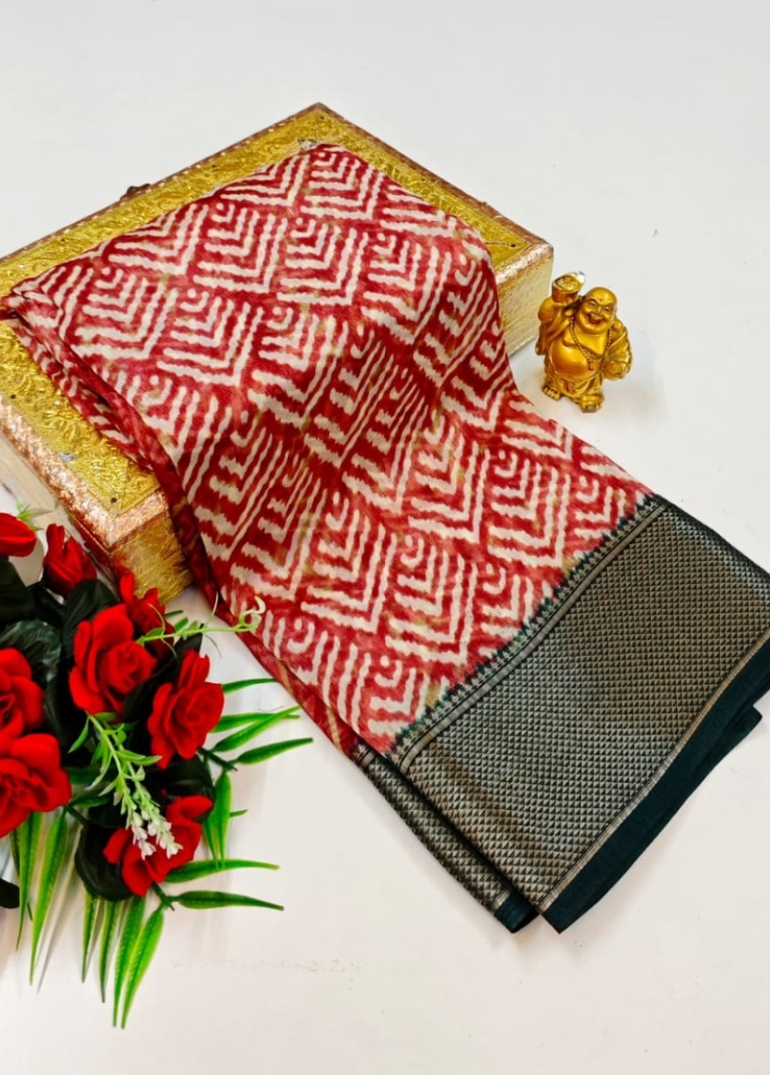 Dailywear cotton sarees premium look lightweight comfortable wear - TOMATO COLOUR (1)