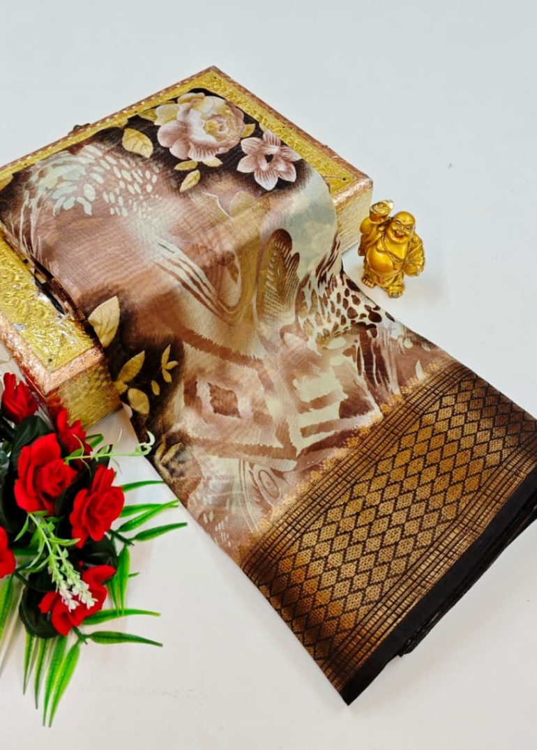 Dailywear cotton sarees premium look lightweight comfortable wear - CHOCOLATE COLOR