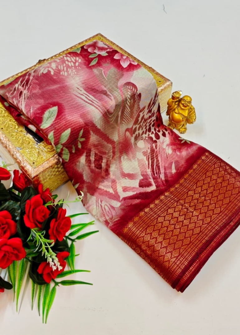 Dailywear cotton sarees premium look lightweight comfortable wear - DARK PINK (8)