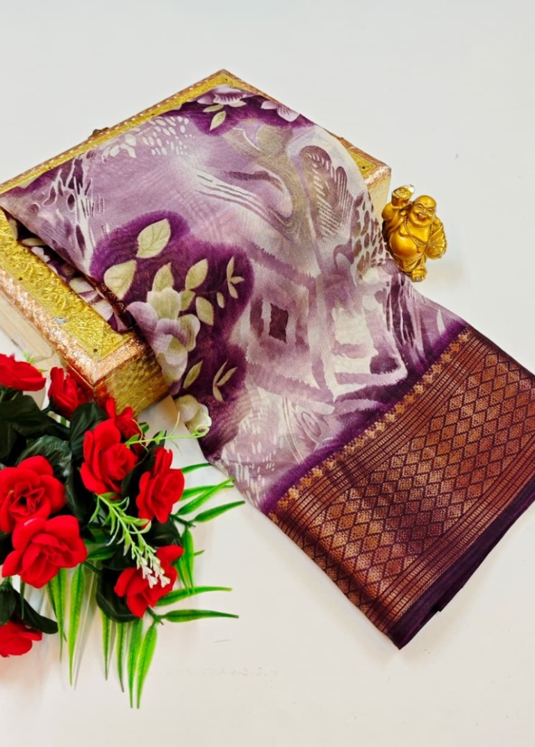 Dailywear cotton sarees premium look lightweight comfortable wear - PLUM COLOUR (1)
