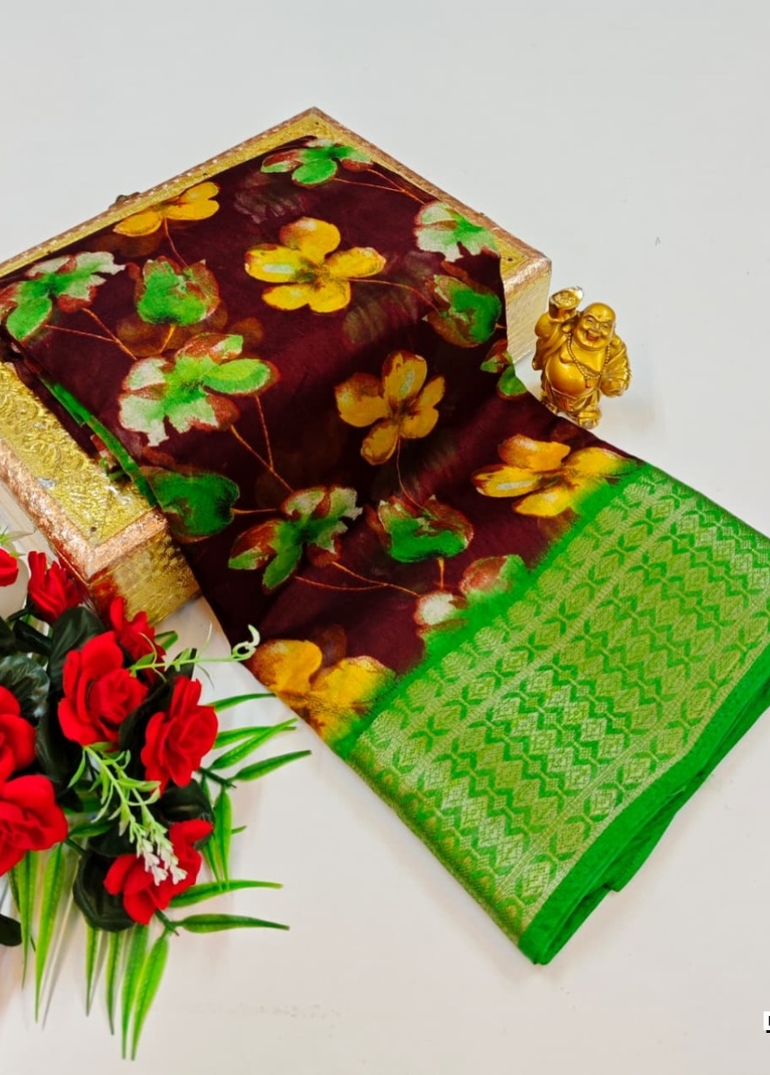 Dailywear cotton sarees premium look lightweight comfortable wear - COFEE BROWN (1)