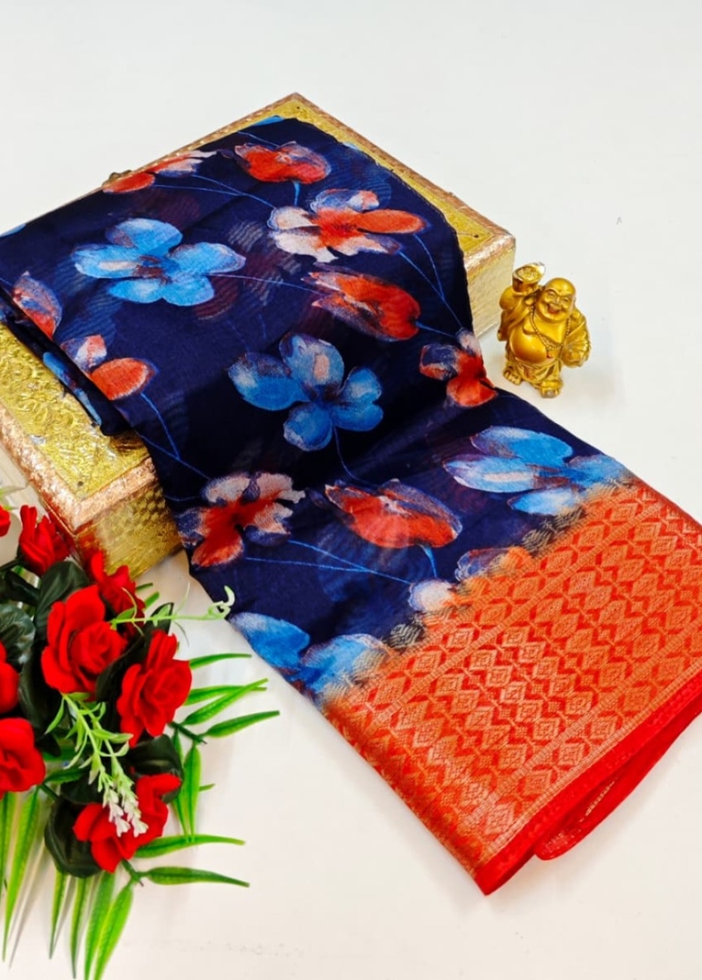 Dailywear cotton sarees premium look lightweight comfortable wear - R BLUE (1)
