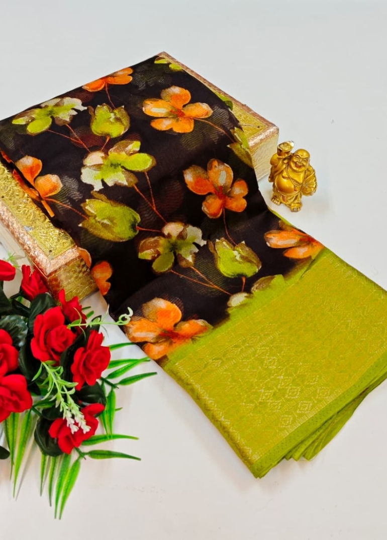 Dailywear cotton sarees premium look lightweight comfortable wear - COFEE COLOR