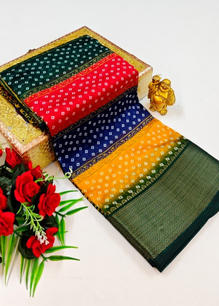 Dailywear cotton sarees premium look lightweight comfortable wear - MULTI COLOR (2)
