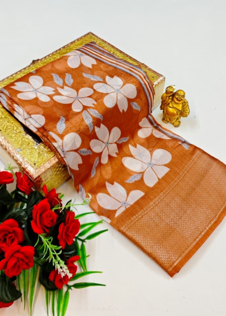 Dailywear cotton sarees premium look lightweight comfortable wear - BRONCE COLOUR (8)