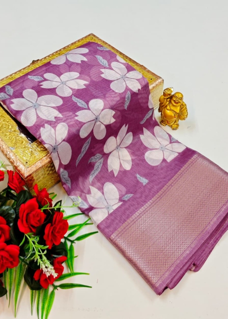 Dailywear cotton sarees premium look lightweight comfortable wear - MAUVE COLOUR (2)