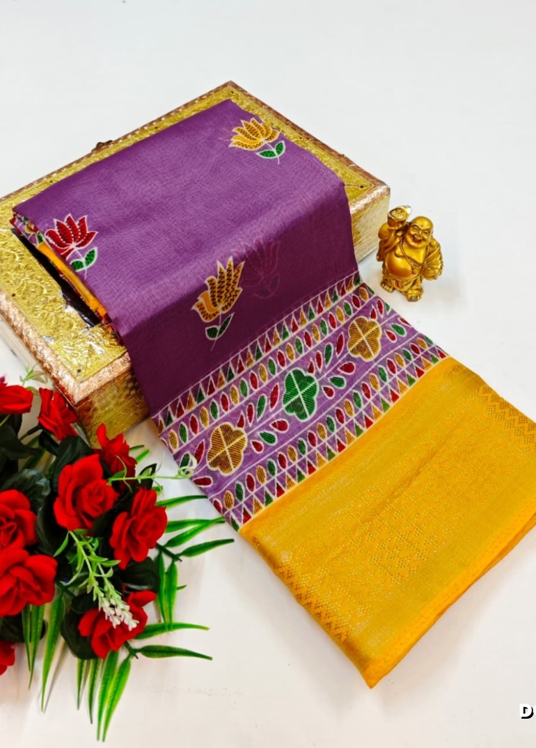 Dailywear cotton sarees premium look lightweight comfortable wear - PLUM COLOUR (2)