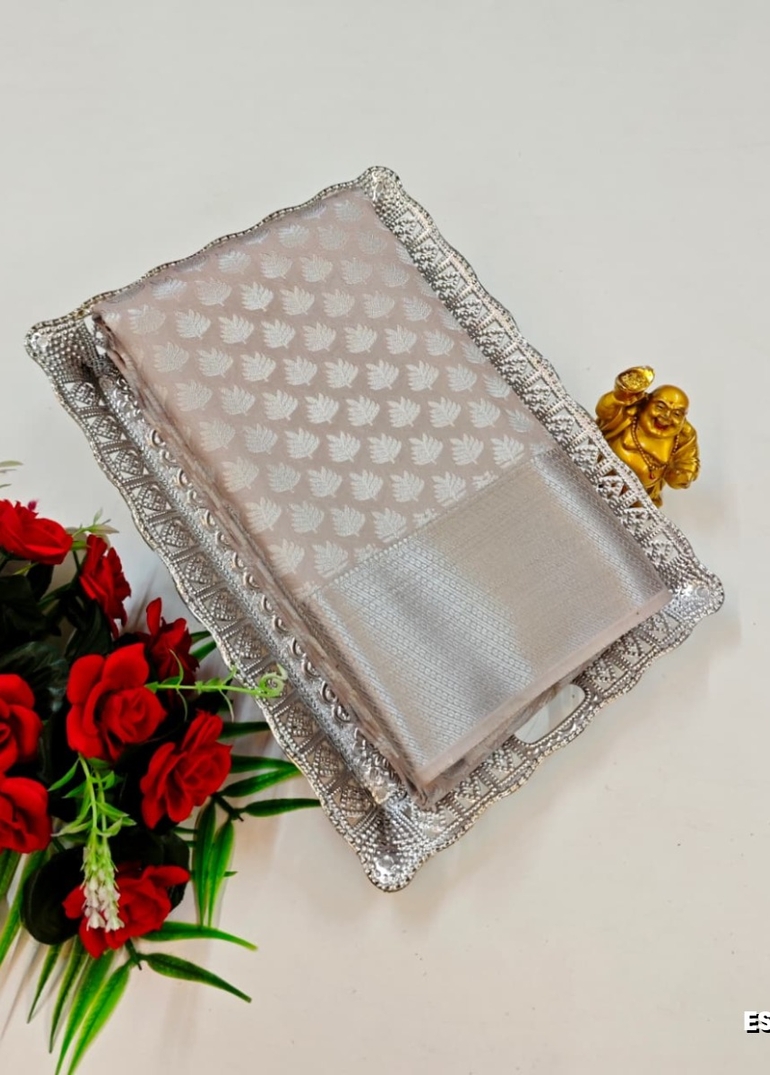 BRIDAL SILK GOLD SILVAR AND COPPER ZARI WEAVE AND WEDDING ART SILK SAREES - CHOCOLATE COLOR (10)