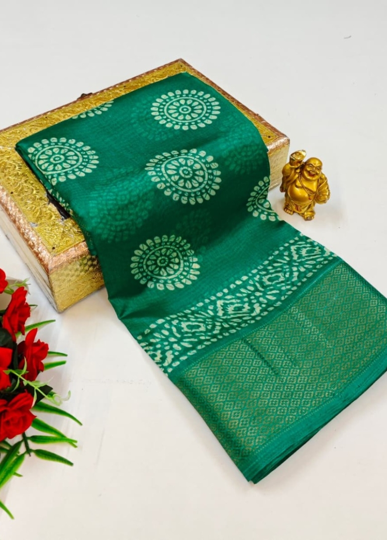 Dailywear cotton sarees premium look lightweight comfortable wear - TEAL COLOUR (5)