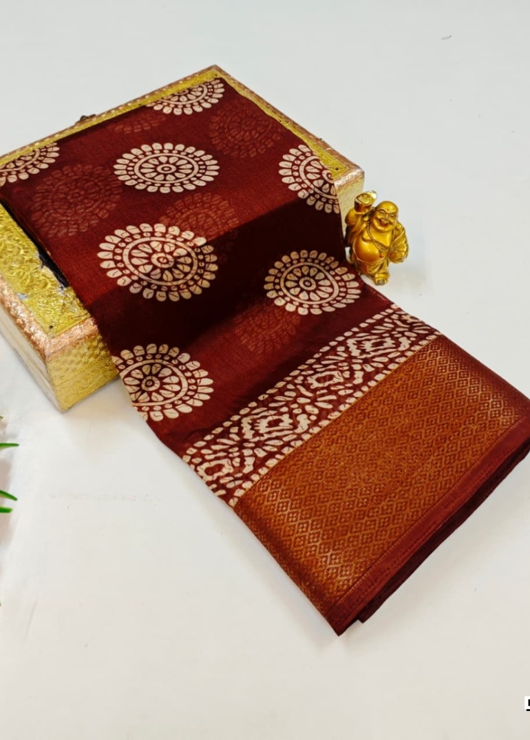 Dailywear cotton sarees premium look lightweight comfortable wear - COFEE BROWN (2)
