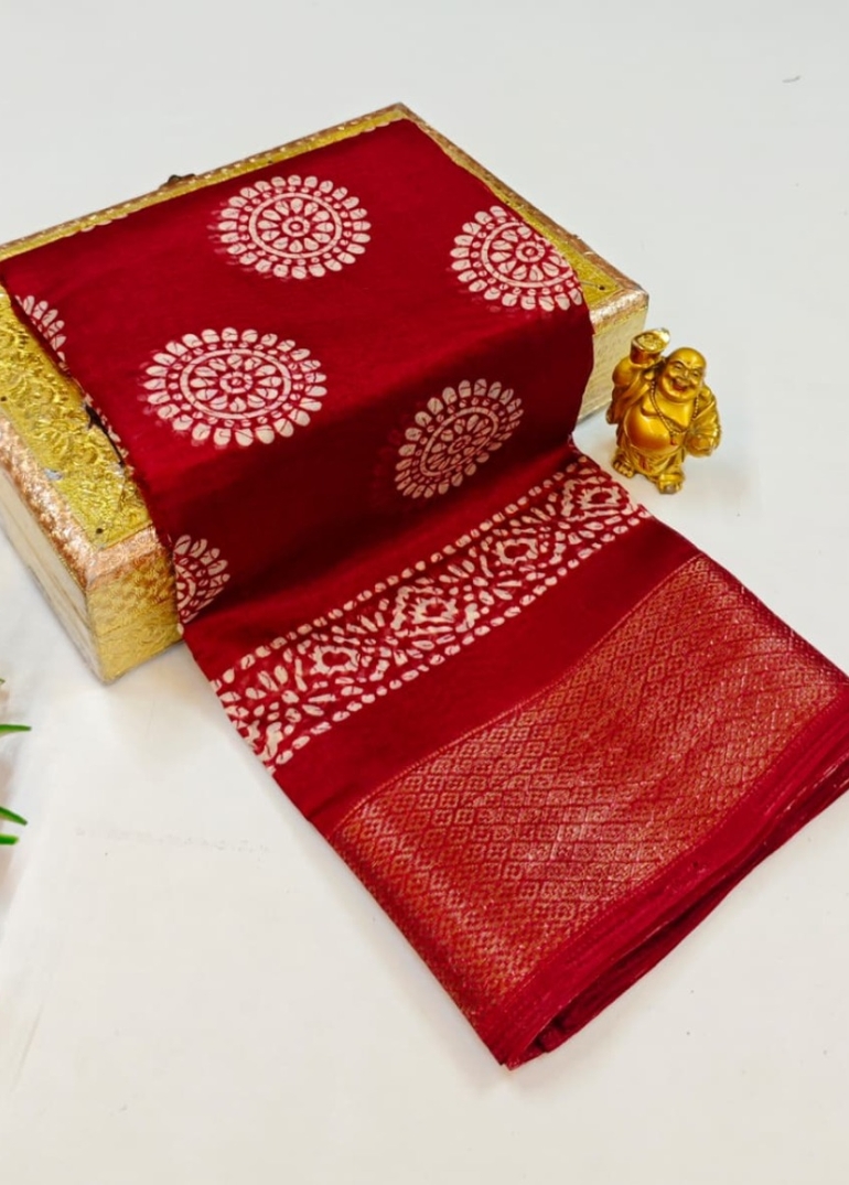 Dailywear cotton sarees premium look lightweight comfortable wear - MAROON COLOR (8)