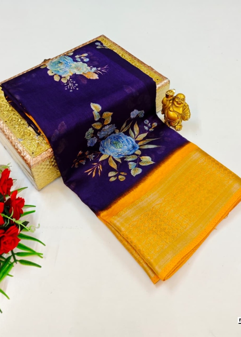 Dailywear cotton sarees premium look lightweight comfortable wear - BRINJAL COLOUR (2)
