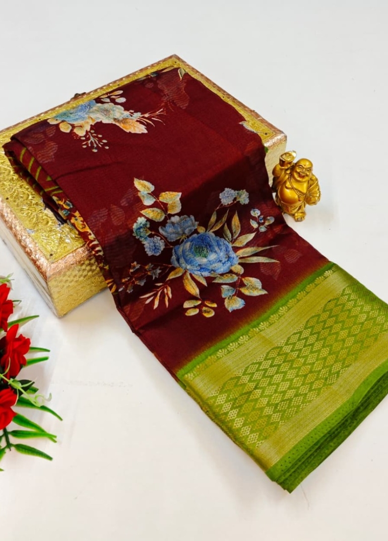 Dailywear cotton sarees premium look lightweight comfortable wear - BROWN COLOUR (4)