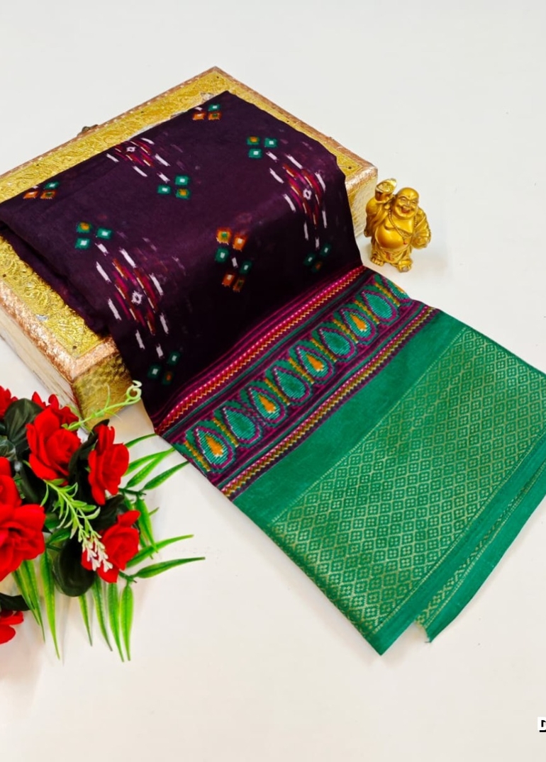 Dailywear cotton sarees premium look lightweight comfortable wear - WINE COLOUR (9)