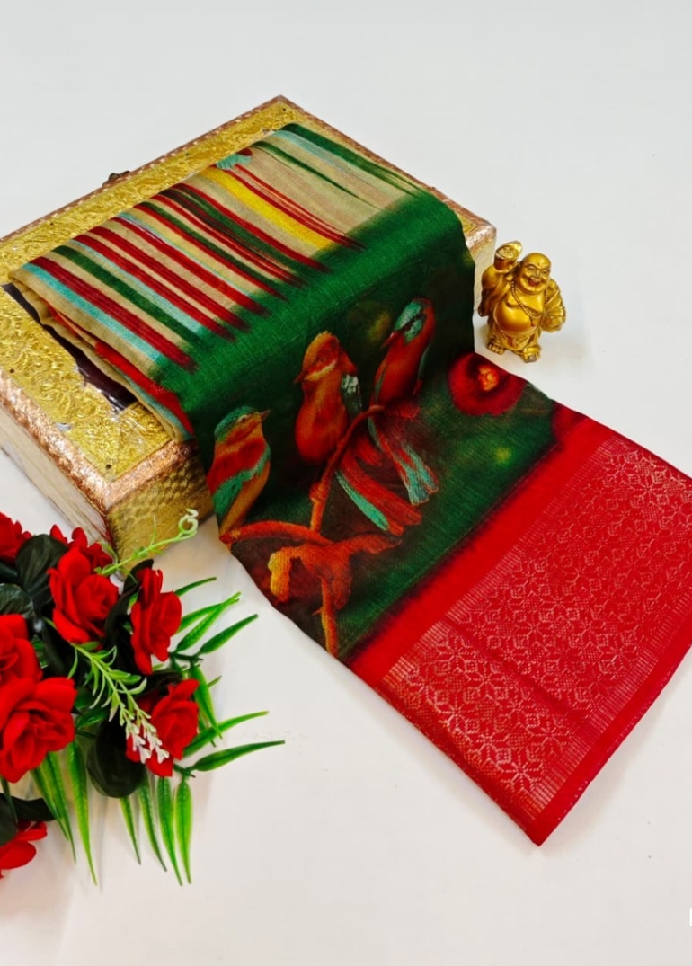 Dailywear cotton sarees premium look lightweight comfortable wear - BOTTLE GREEN (10)