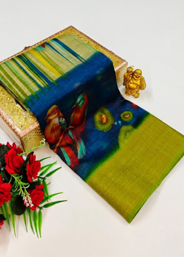 Dailywear cotton sarees premium look lightweight comfortable wear - PEACOCK GREEN (2)